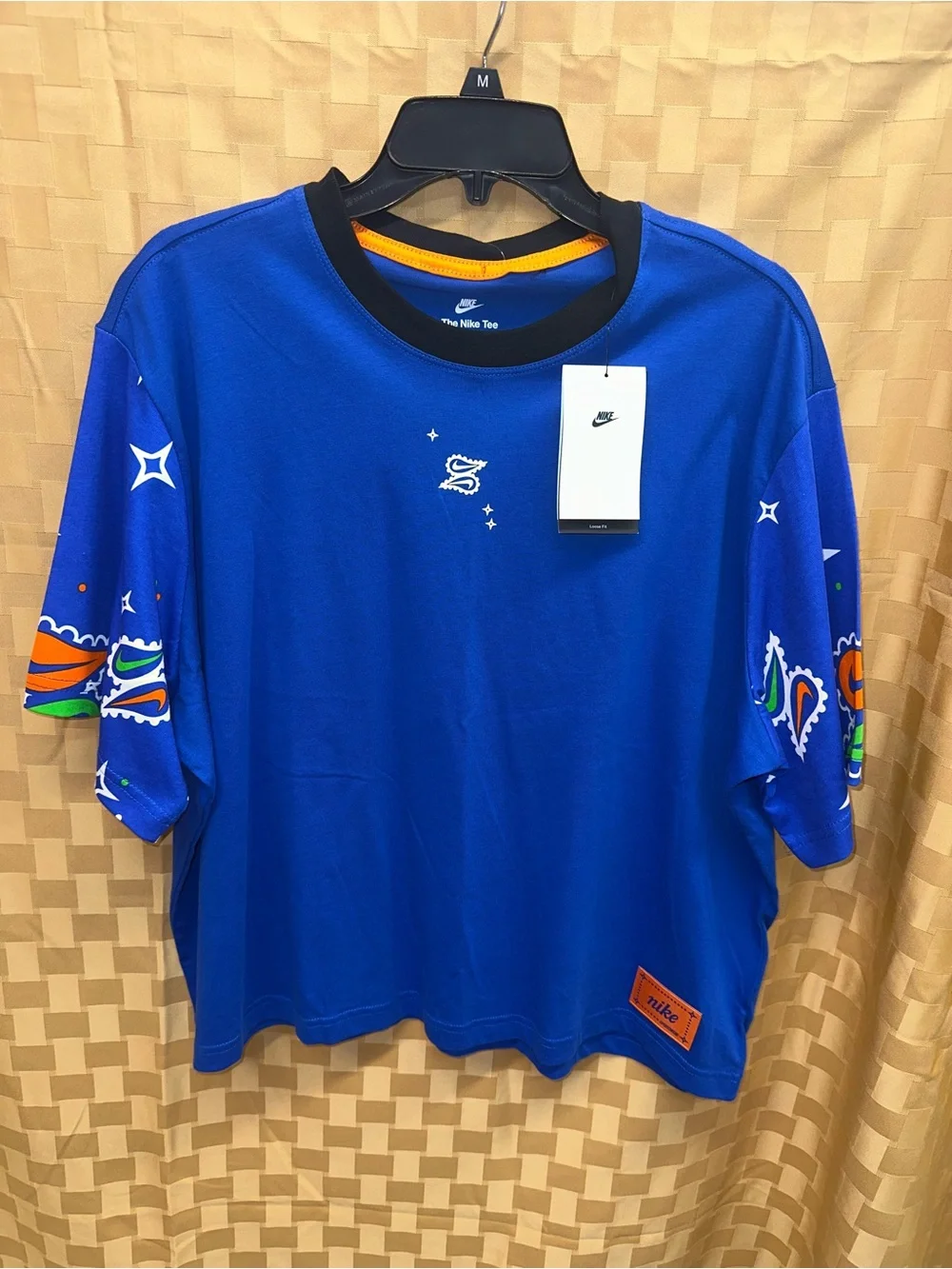 Nike Royal Blue Short-Sleeve Graphic Tee with Orange Accents